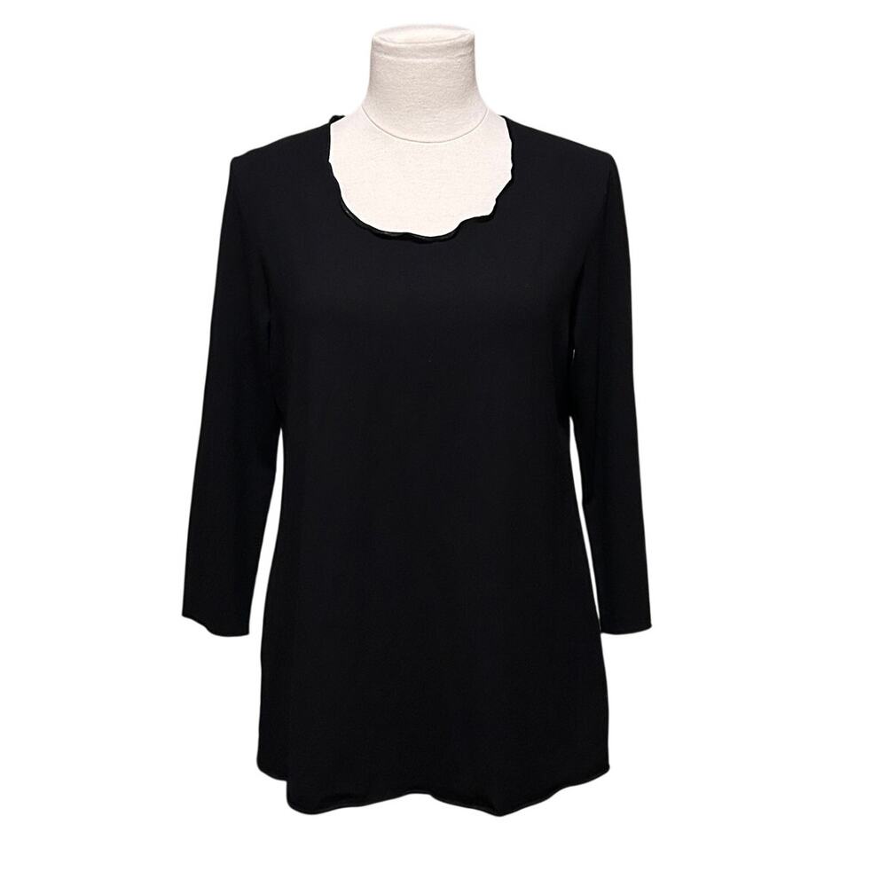 OSKA Black Long Sleeve Stretch Top Minimalist Pullover Sz 2